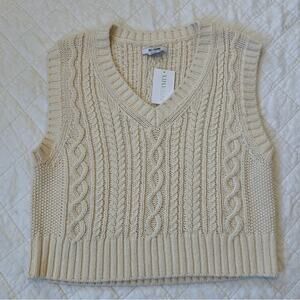 RE/DONE 60s Cable Knit Cotton Sweater Vest Ivory NEW Large